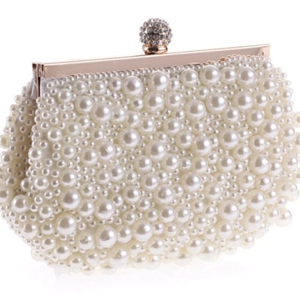 Evening pearl clutch handbag formal event